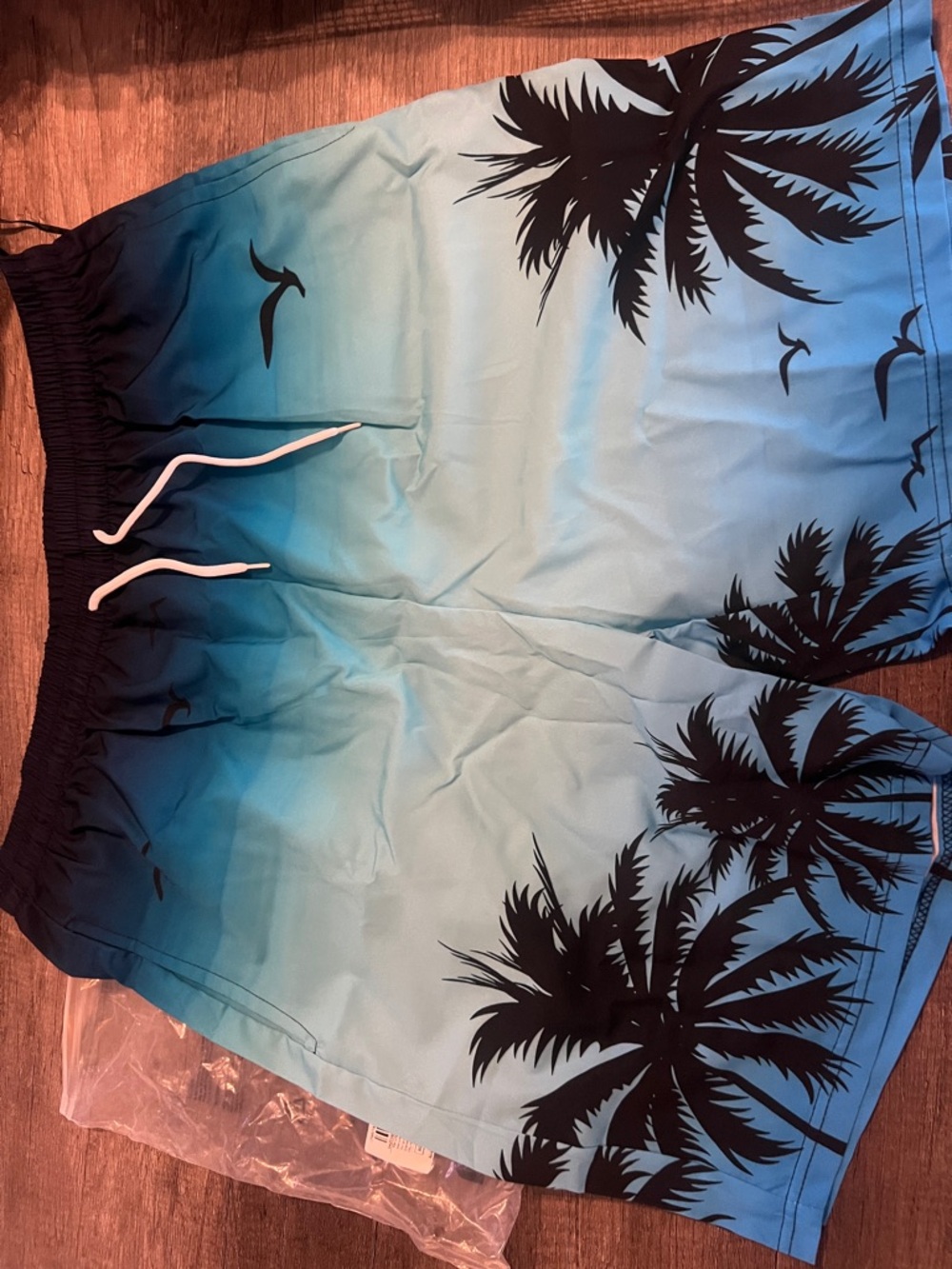 Blue Ombre Palm Tree Swim Trunks